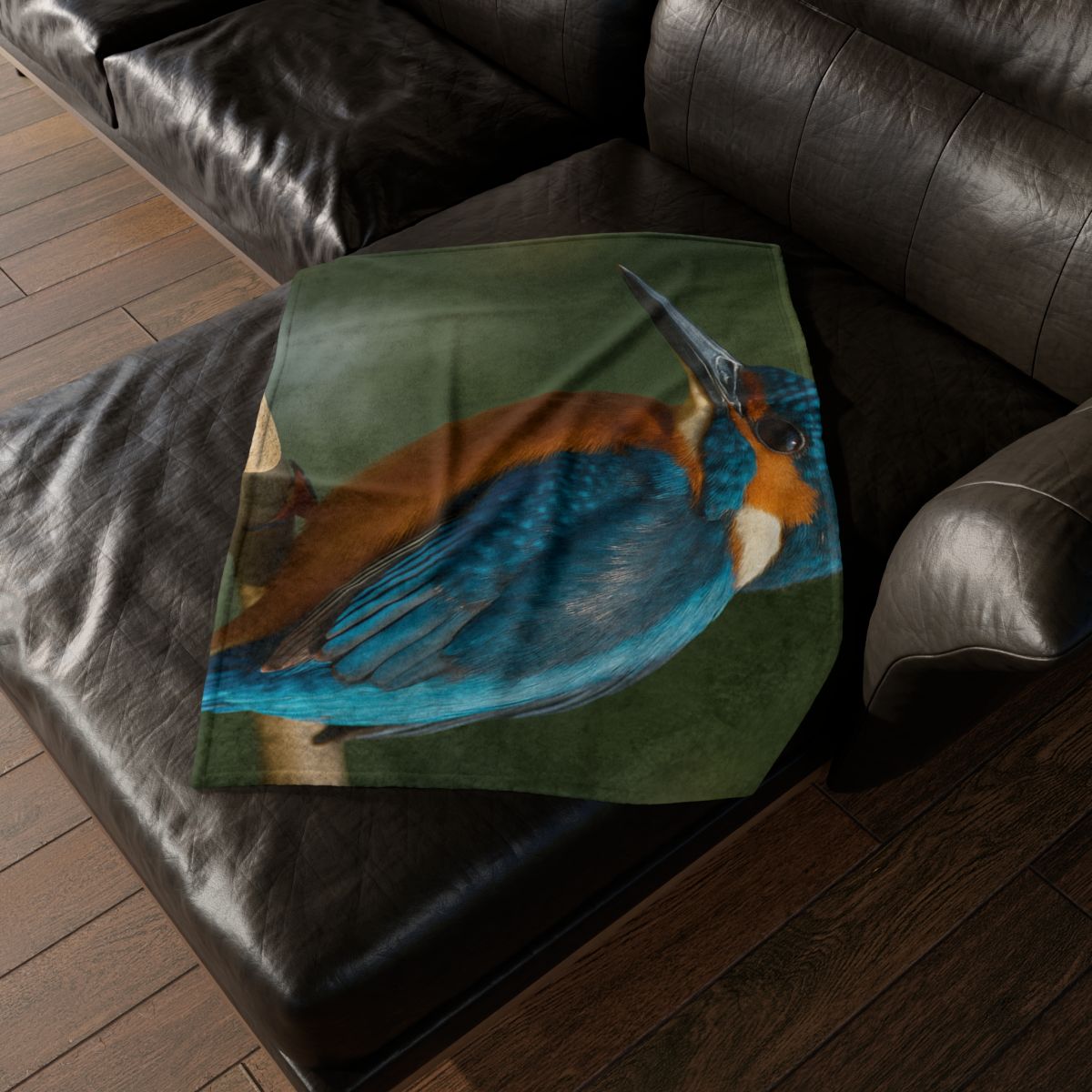 Azure Bolt Common Kingfisher soft fleece blankets