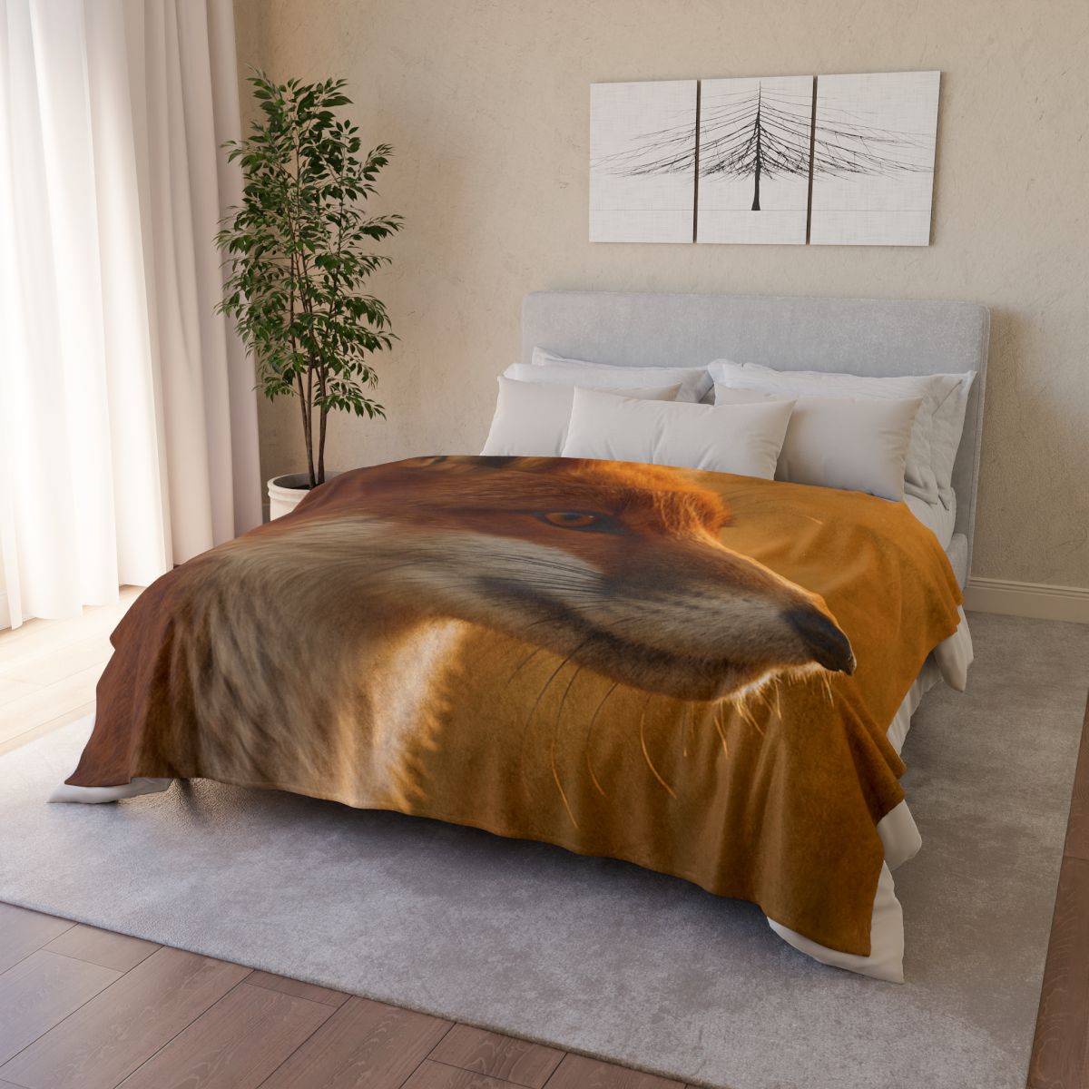 Amber Gaze Red Fox designer printed blankets