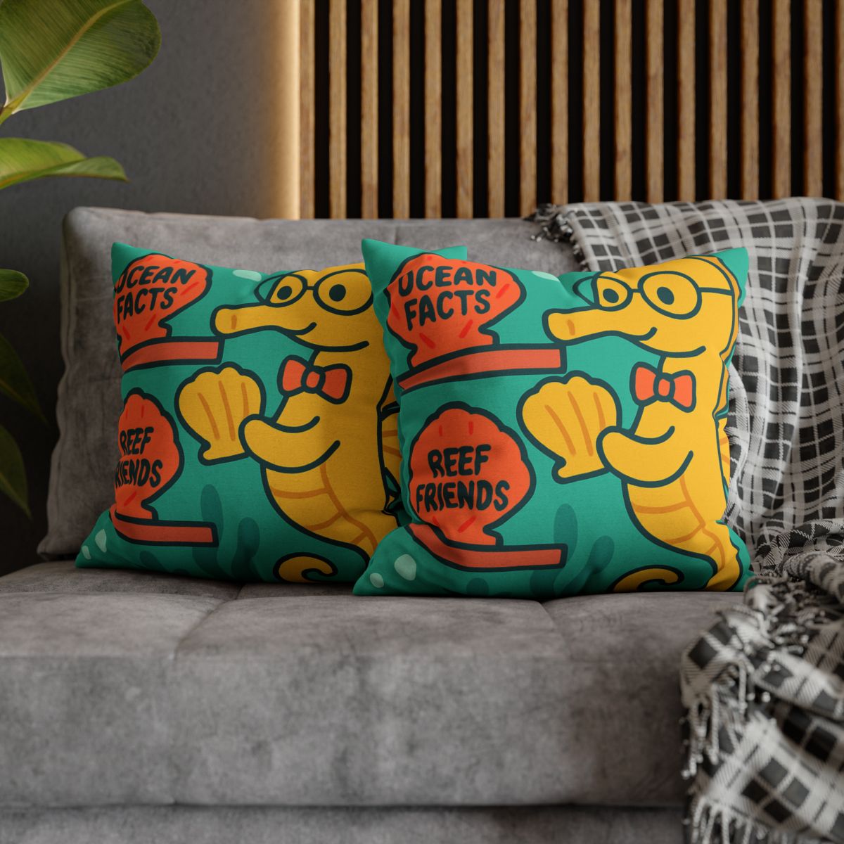 Underwater Library Of The Seahorse Librarian stylish decorative pillowcases