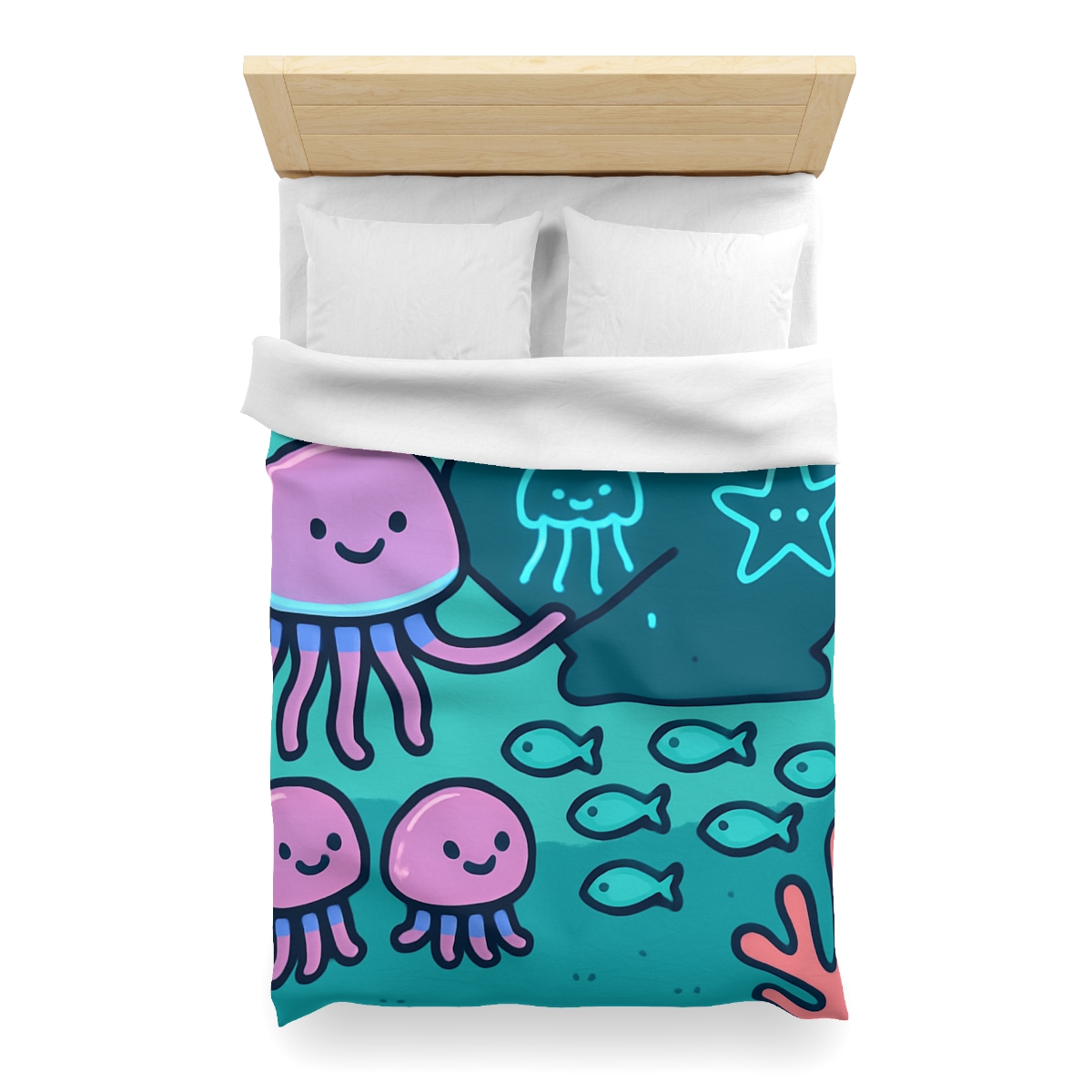 Bioluminescent Reef School With Glow Jellyfish personalized bedding duvets