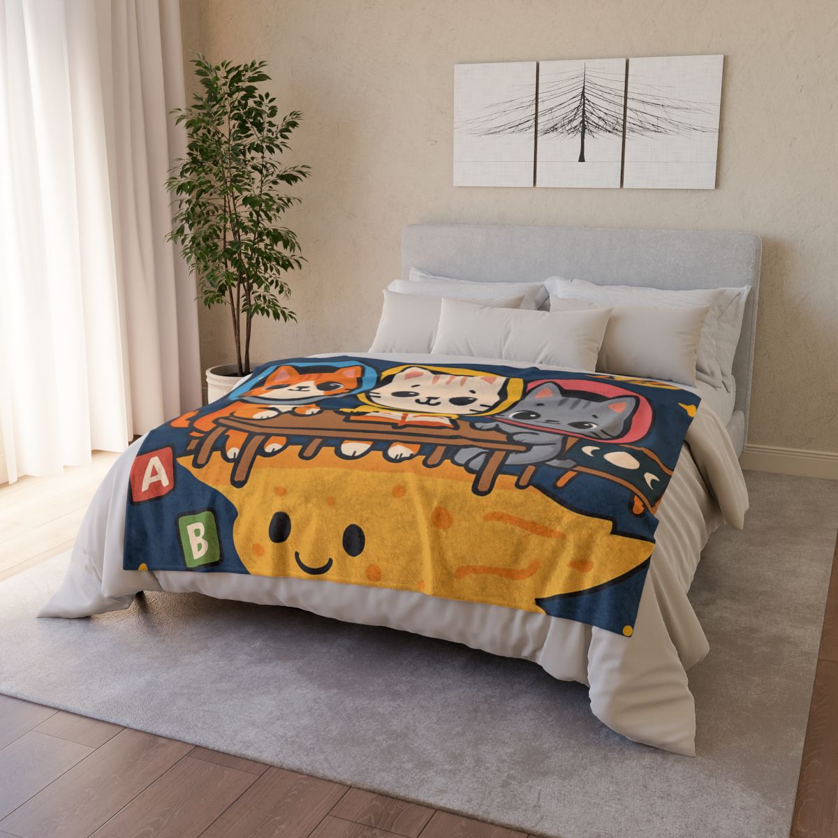 Comet Classroom With Curious Kittens unique gift blanketscustom blankets