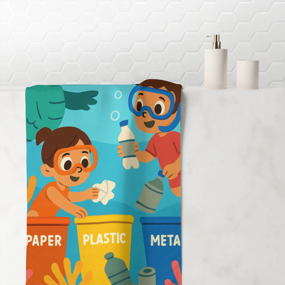 Coral Reef Recycling Patrol With A Sea Dragon stylish beach towels