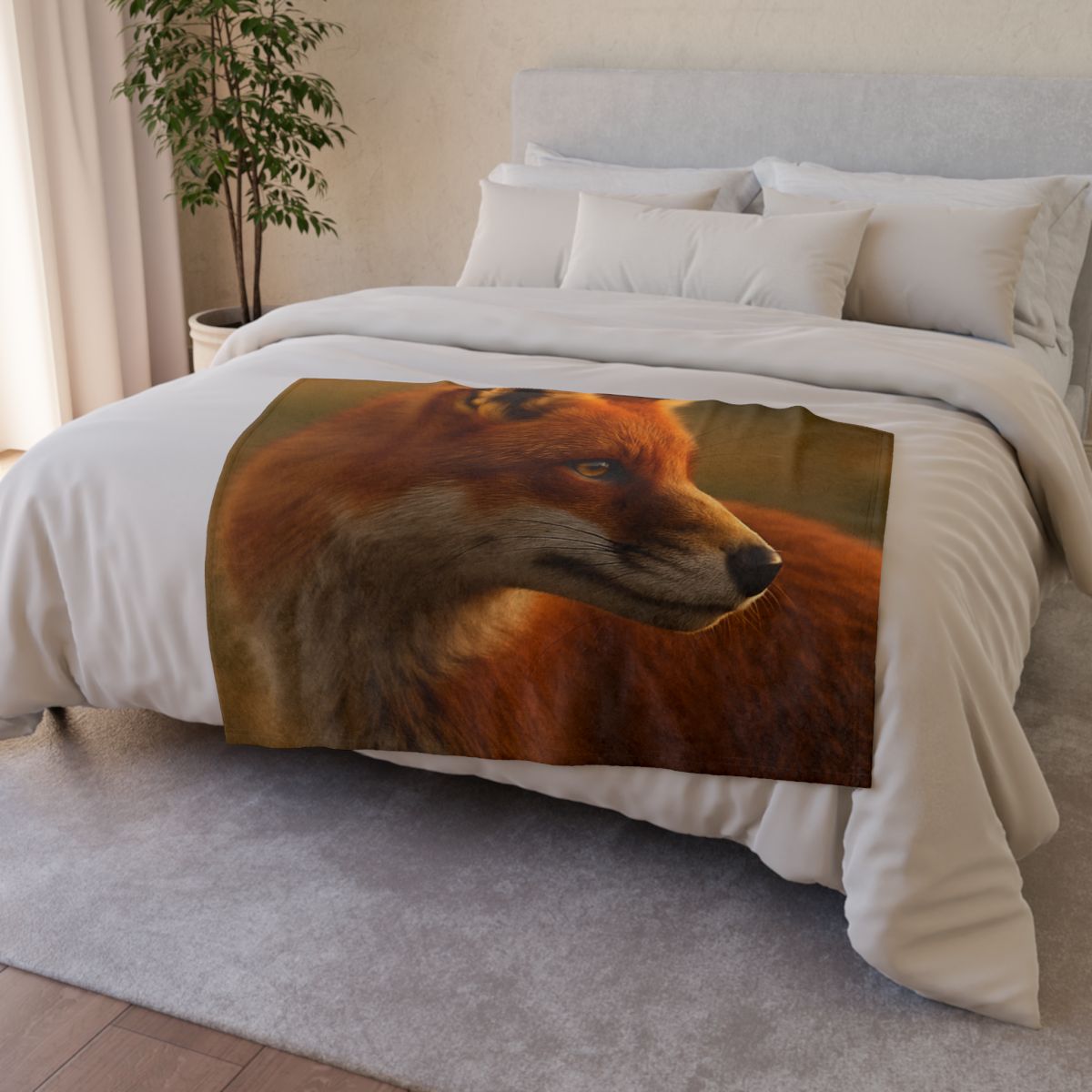 Crimson Whisper Red Fox personalized cozy blankets