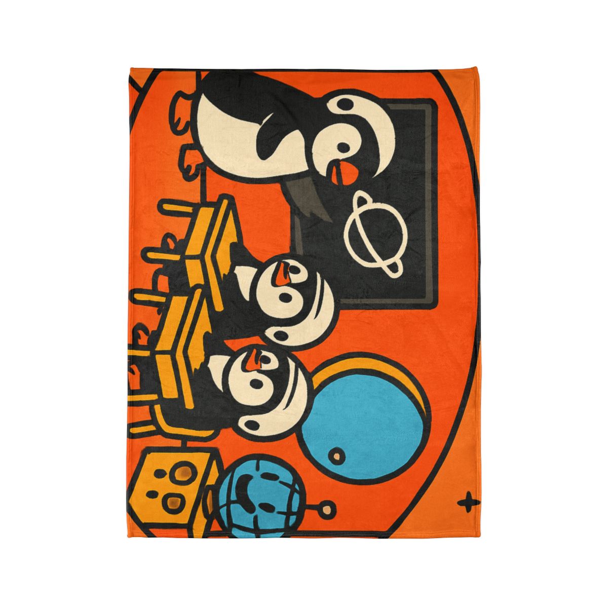 Rocket Classroom With Penguin Pilots unique gift blankets