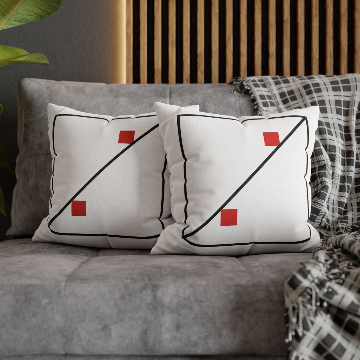 Diagonal Frame Split designer print pillow cases