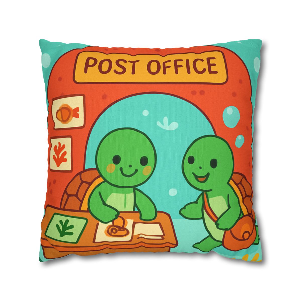 Coral Reef Post Office Run By Sea Turtles soft cotton pillow cases