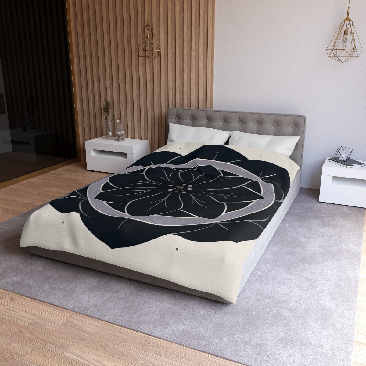 Petal Orbit Rosette designer printed duvets