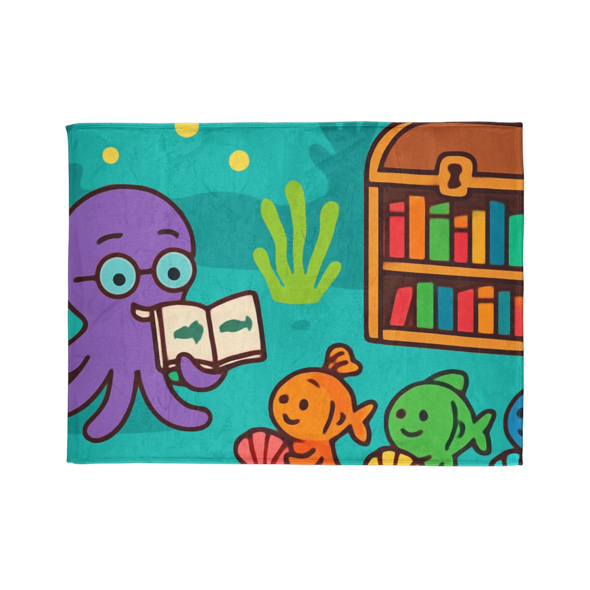Coral Reef Library With The Octopus Librarian trendy patterned blankets