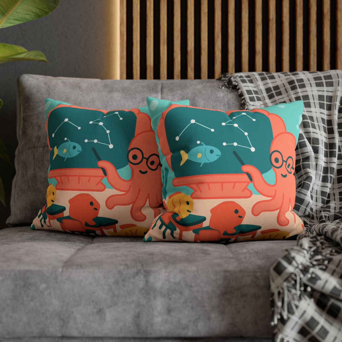 Cosmic Coral Classroom soft cotton pillow cases