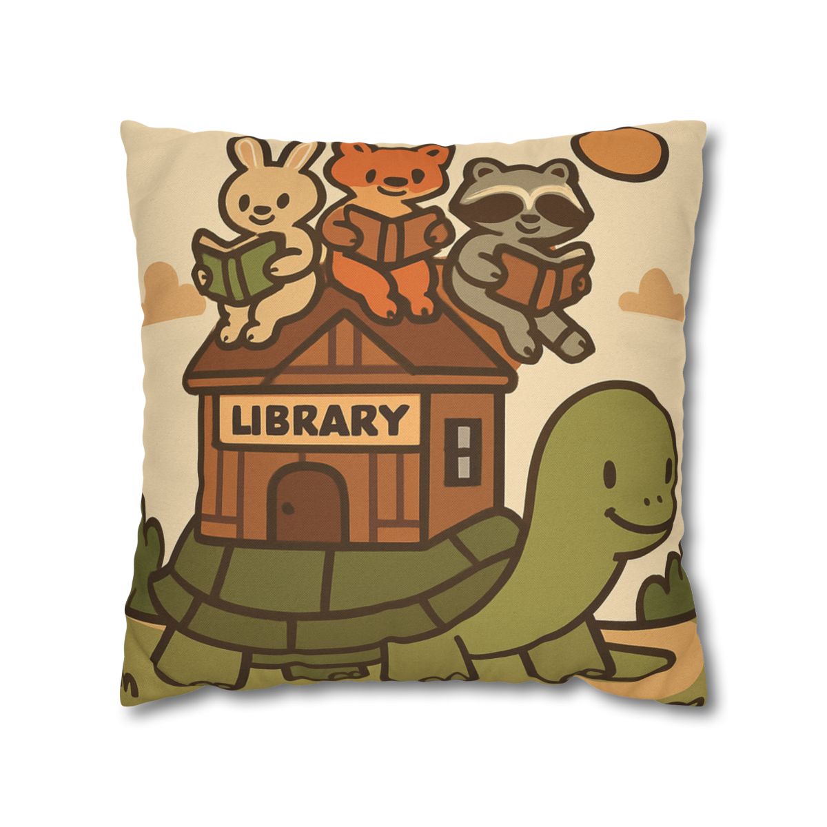 Time Traveling Turtle Library designer print pillow cases