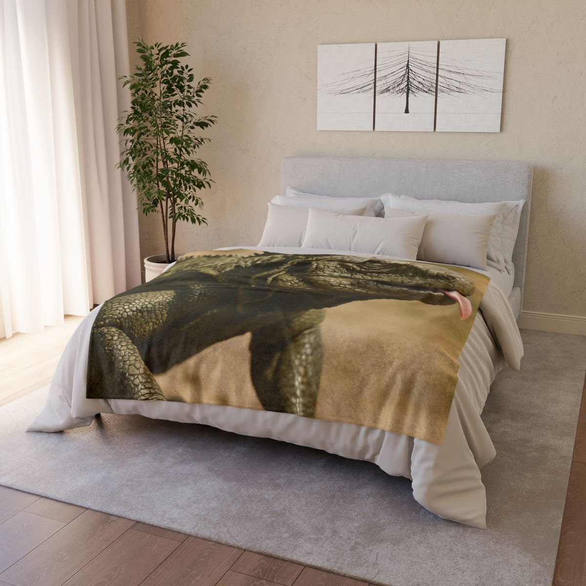 Ancient Sentinel Komodo Dragon trendy patterned blankets