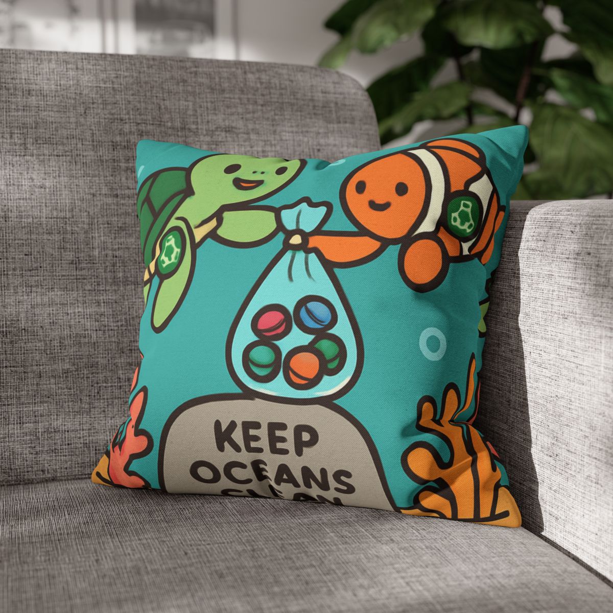 Coral Reef Cleanup Crew soft cotton pillow cases