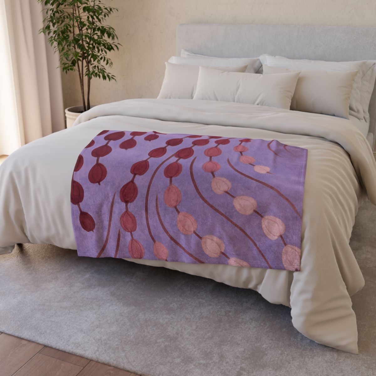 Spiral Bud Cascade designer printed blankets