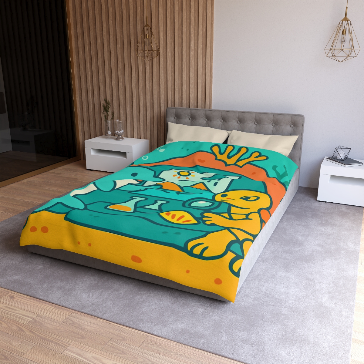 Coral Reef Science Lab designer printed duvets