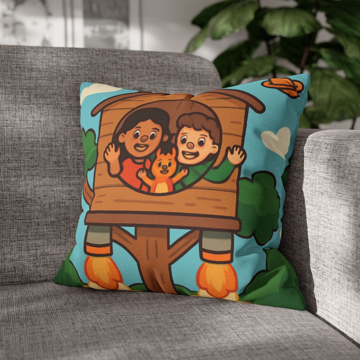 Rocket Powered Treehouse Forest stylish decorative pillowcases