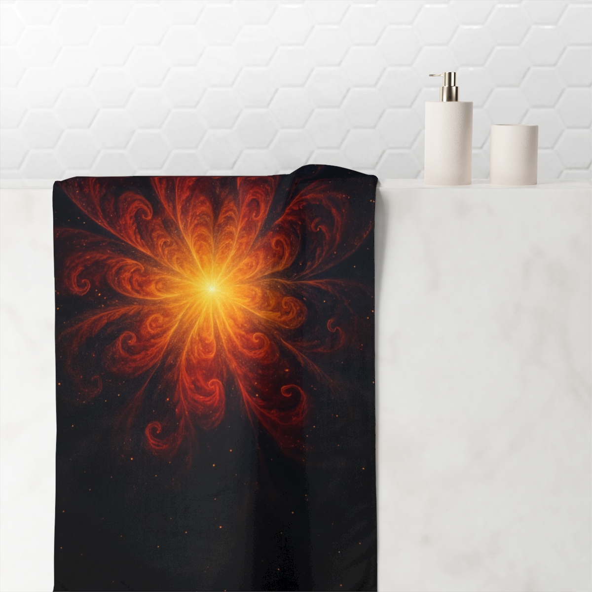 Celestial Fractal Bloom stylish beach towels