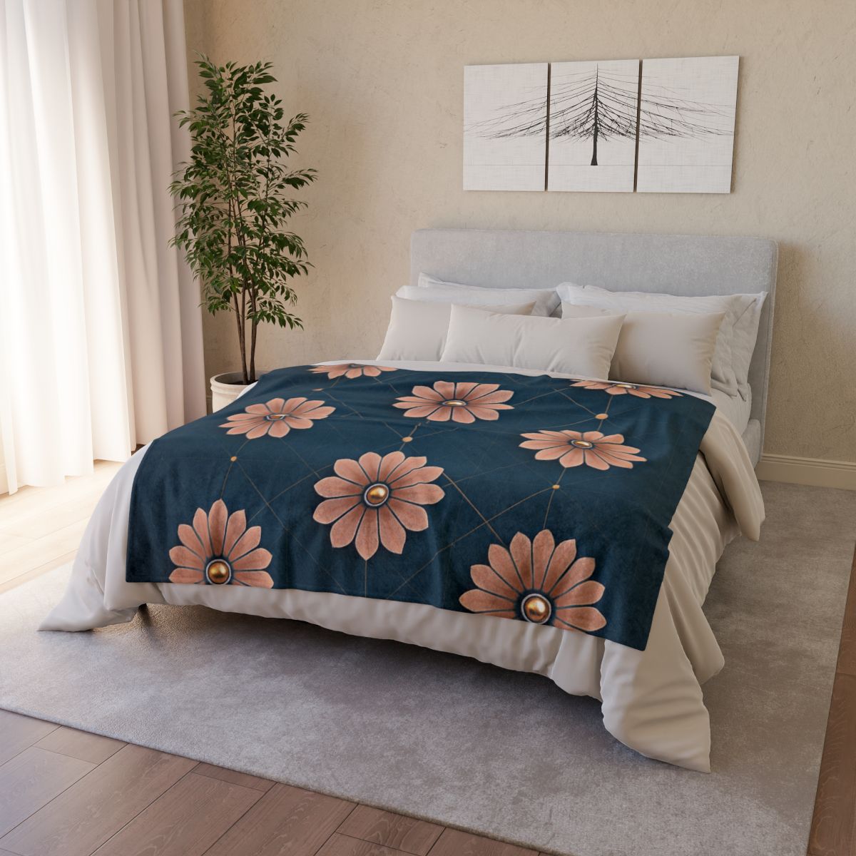 Blossom Orbit Grid decorative home blankets