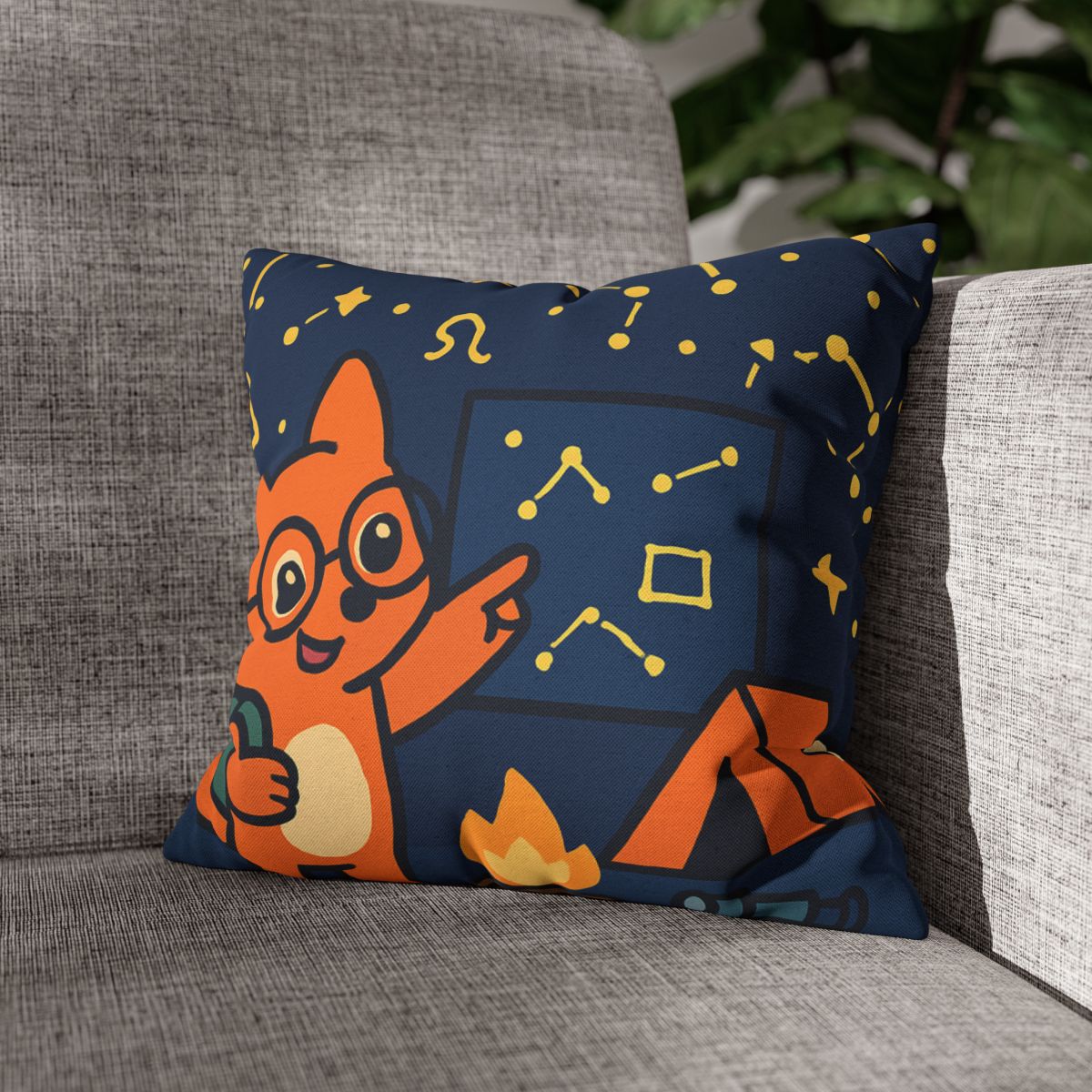 Constellation Camping With Fox Astronomer unique gift pillow cases
