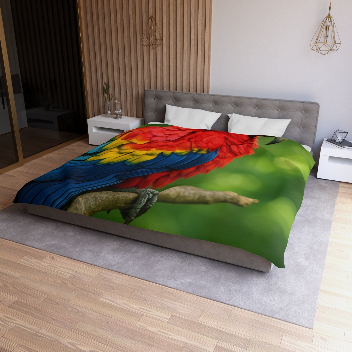 Color Storm Scarlet Macaw trendy bedroom duvets