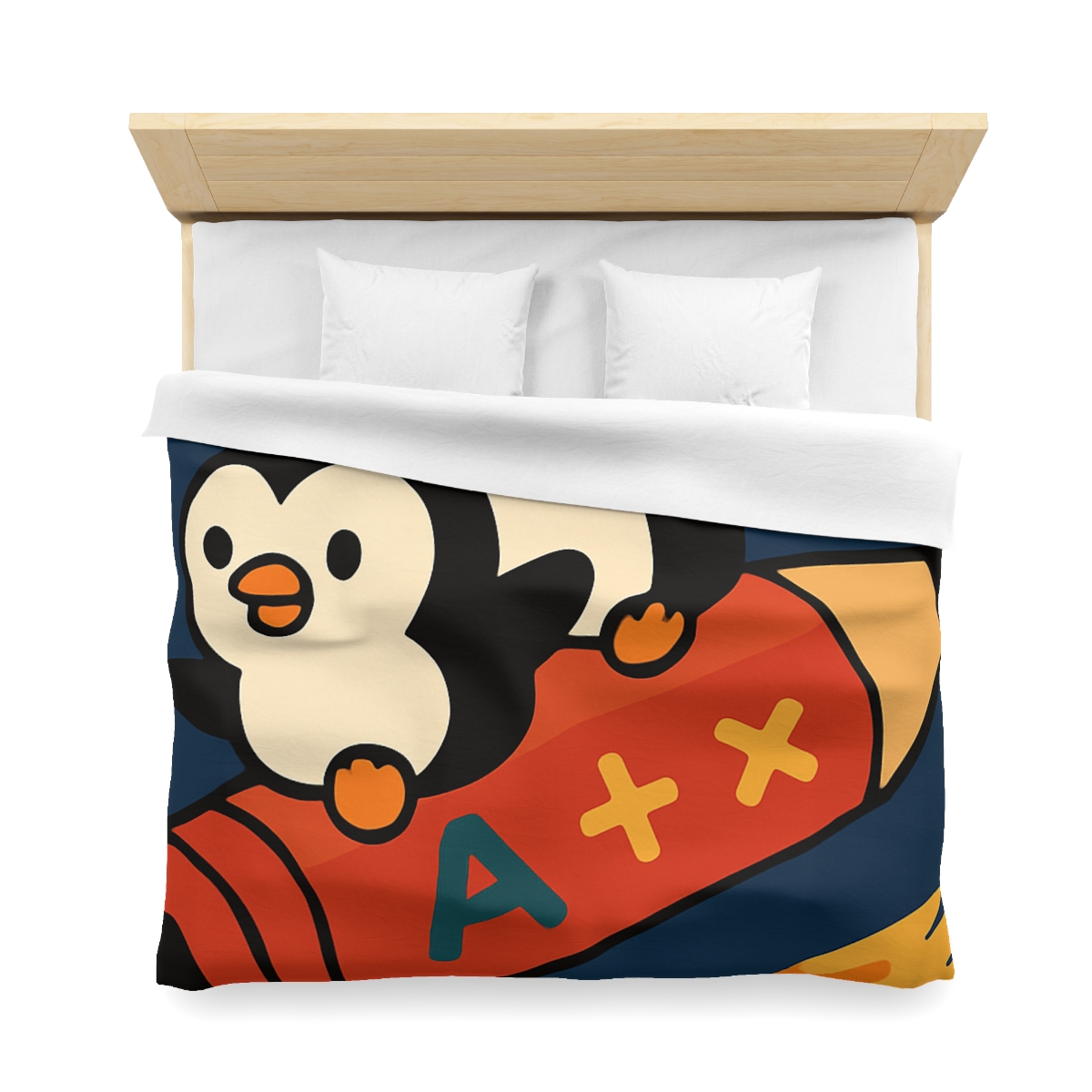 Rocket Riding Penguin Explorers trendy bedroom duvets