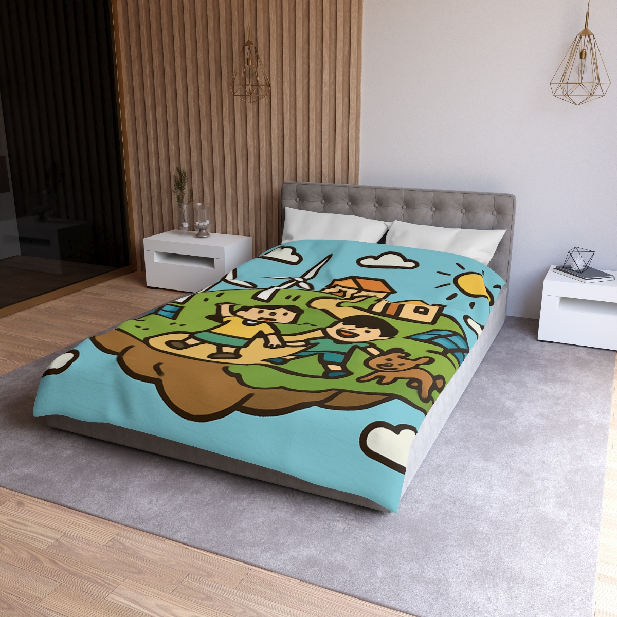 Floating Eco City Sky Island trendy bedroom duvets