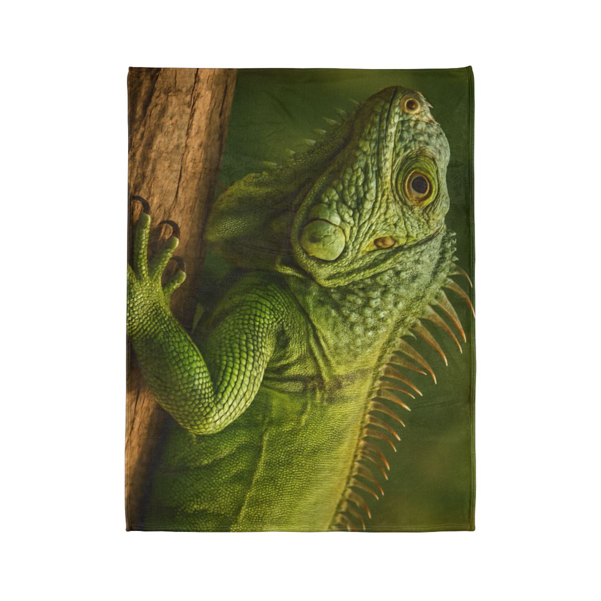 Verdant Stillness Green Iguana designer printed blankets