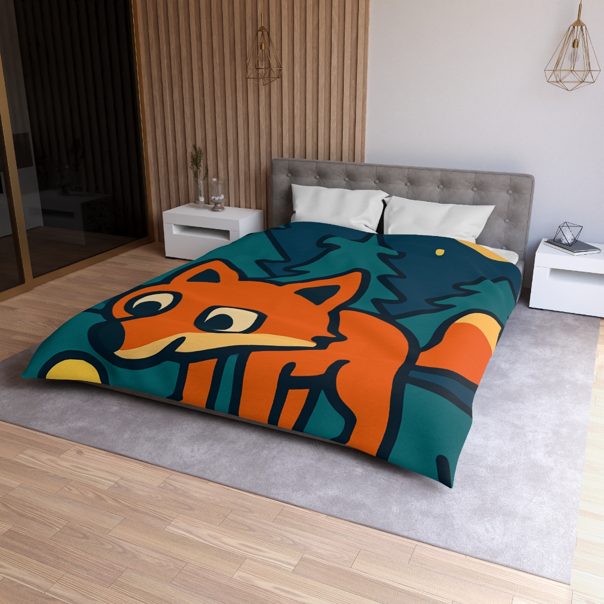 Starlight Forest Fox personalized bedding duvets