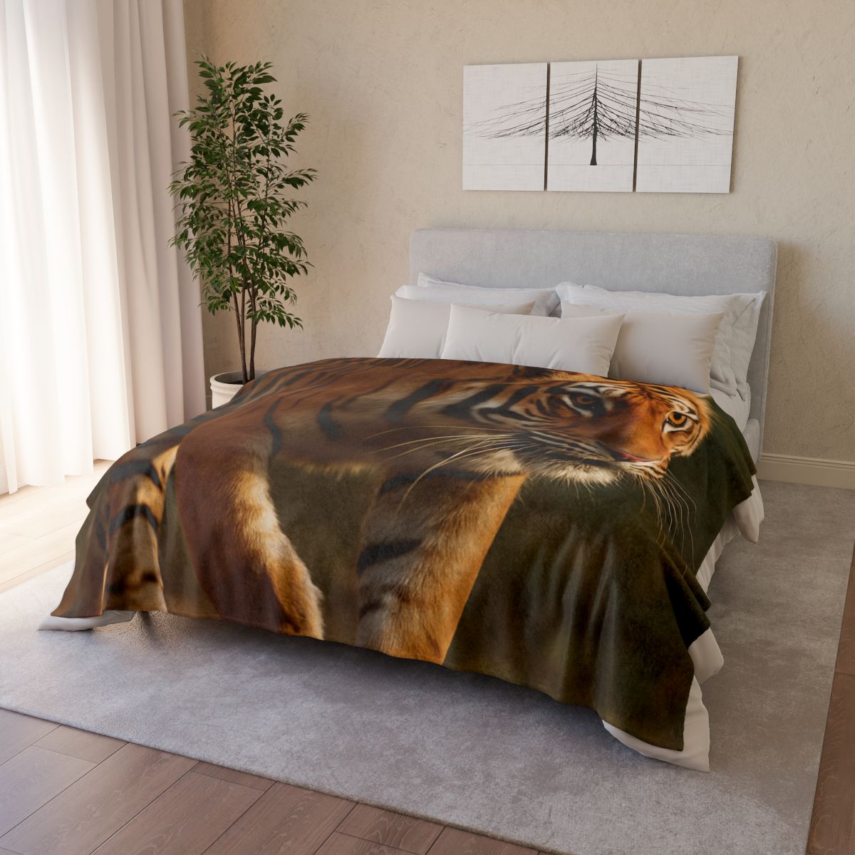 Forest Stalker Bengal Tiger personalized cozy blankets
