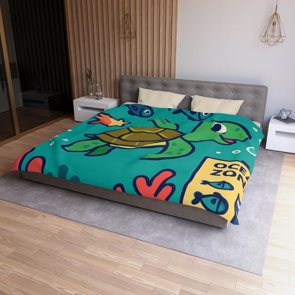 Coral Comet Turtle Parade unique patterned duvets