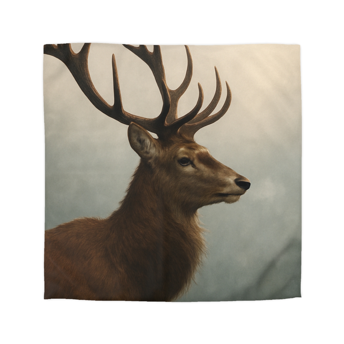 Morning Mist Red Deer Stag designer printed duvets
