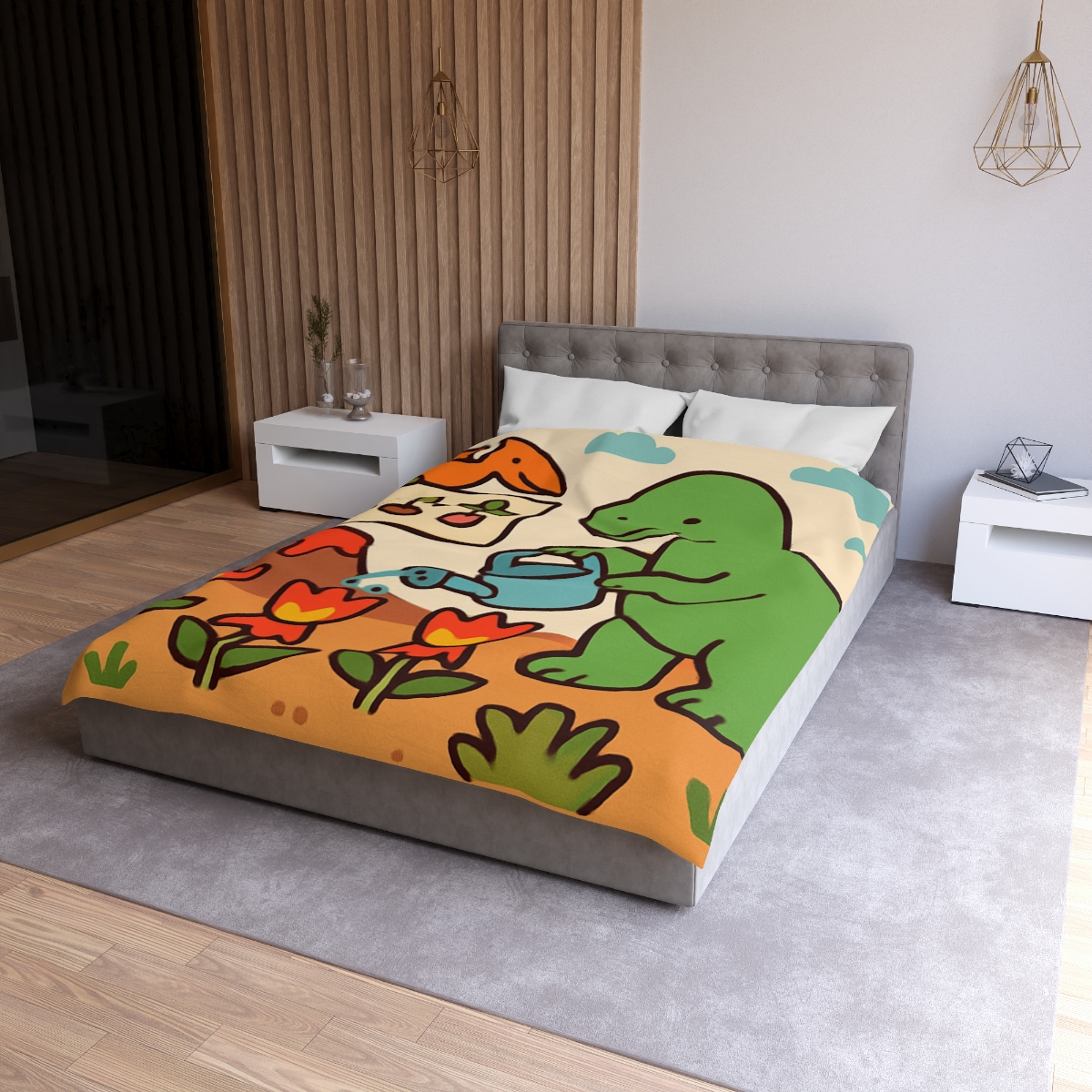 Volcano Garden Of Friendly Dinosaurs personalized bedding duvets