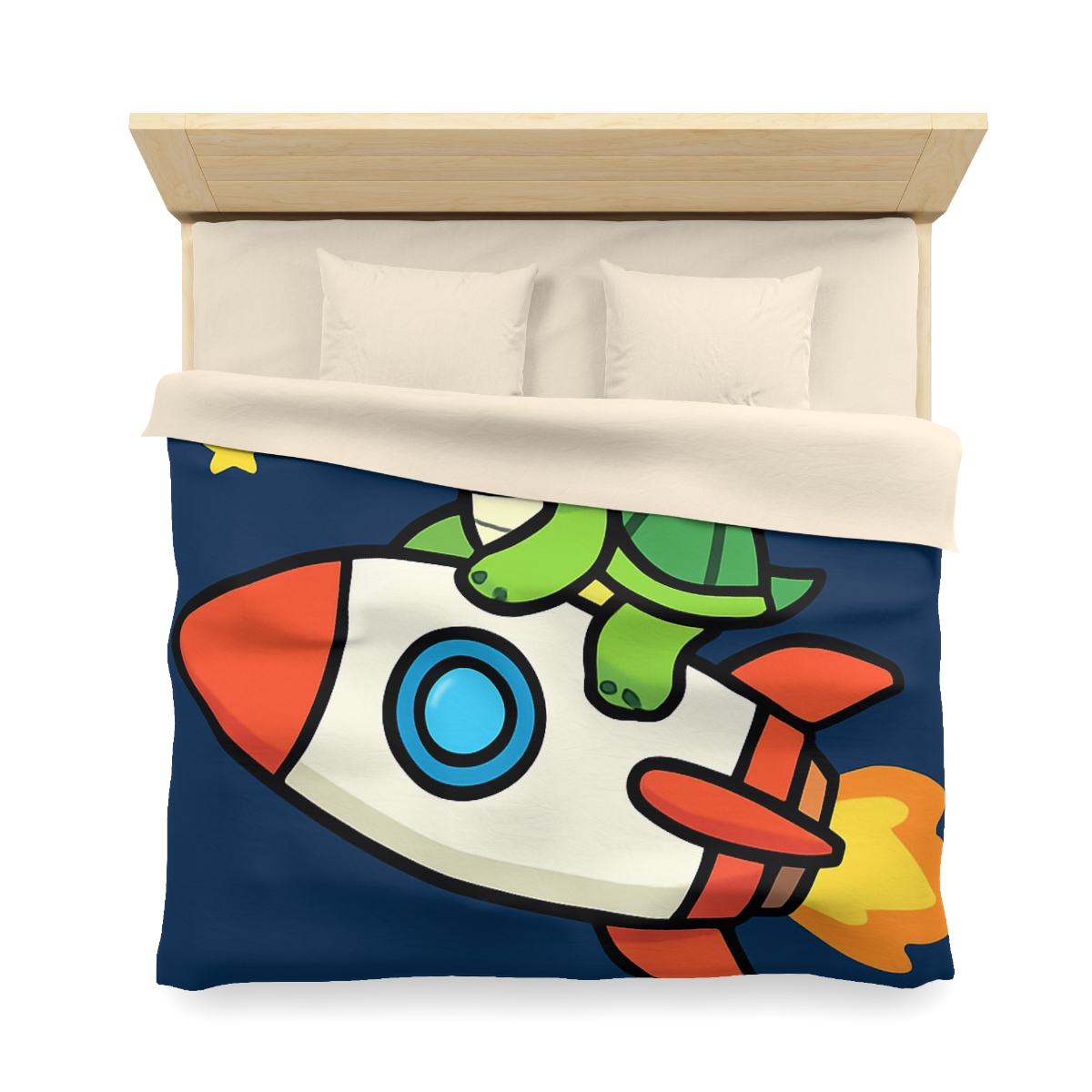 Rocket Riding Turtle To The Moon unique patterned duvets