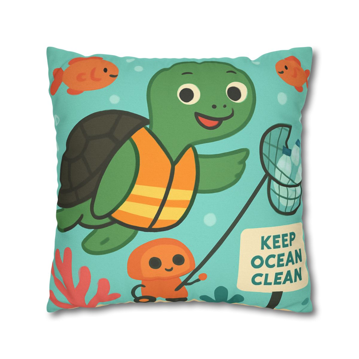 Coral Cleanup Turtle Patrol soft cotton pillow cases