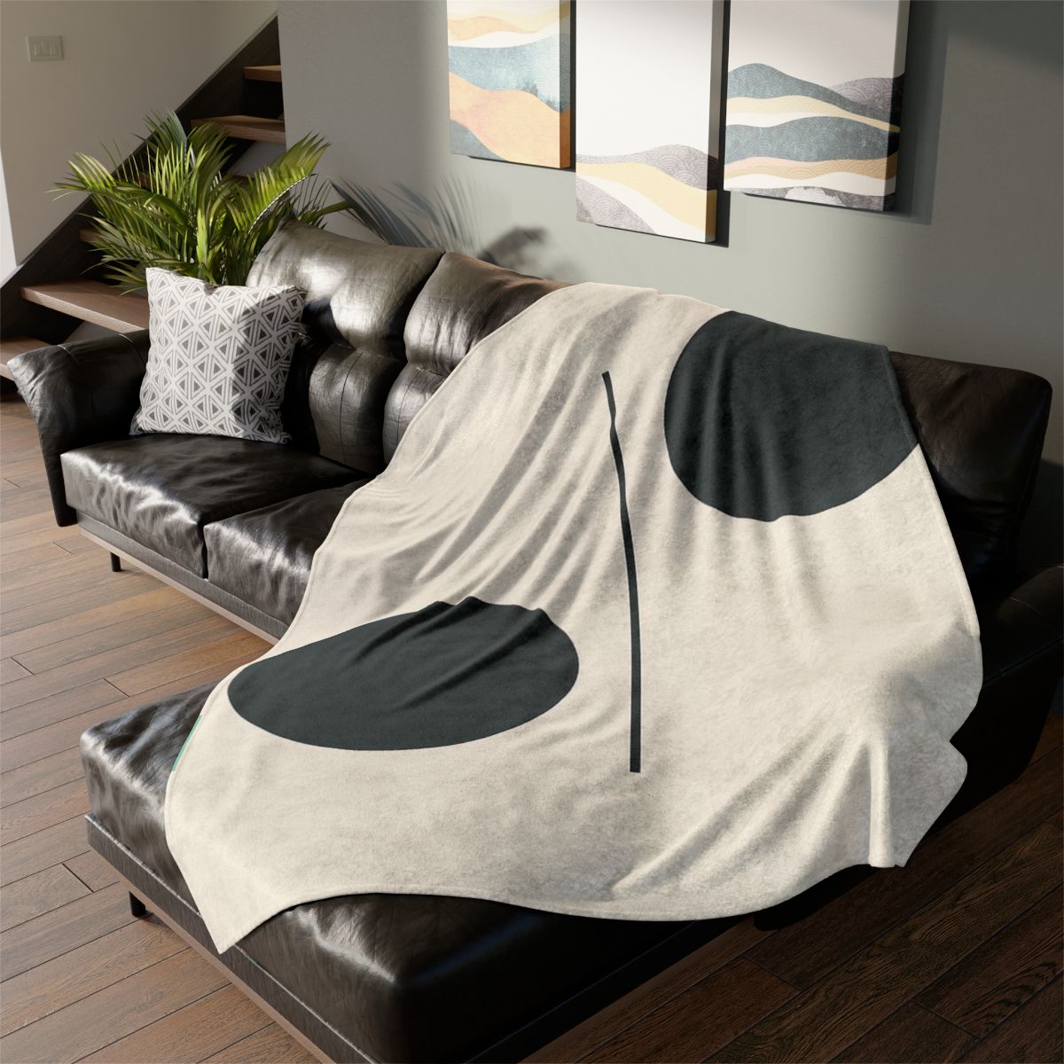 Offset Circle Bar Pairing soft fleece blankets