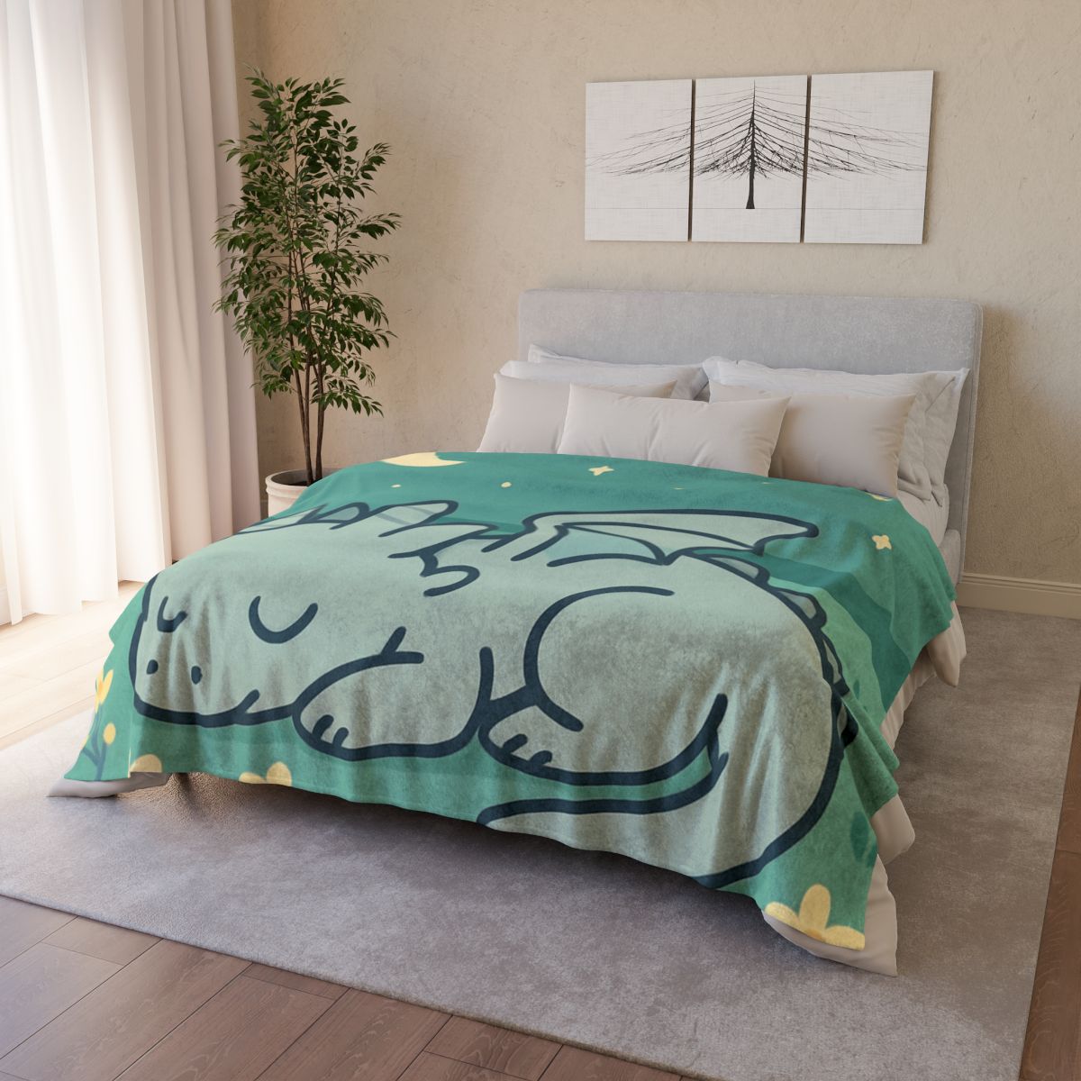 Moonlight Meadow Dragon stylish throw blankets