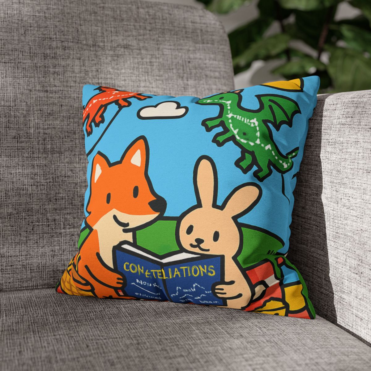 Sky Map Picnic With Dragon Kites personalized pillow covers