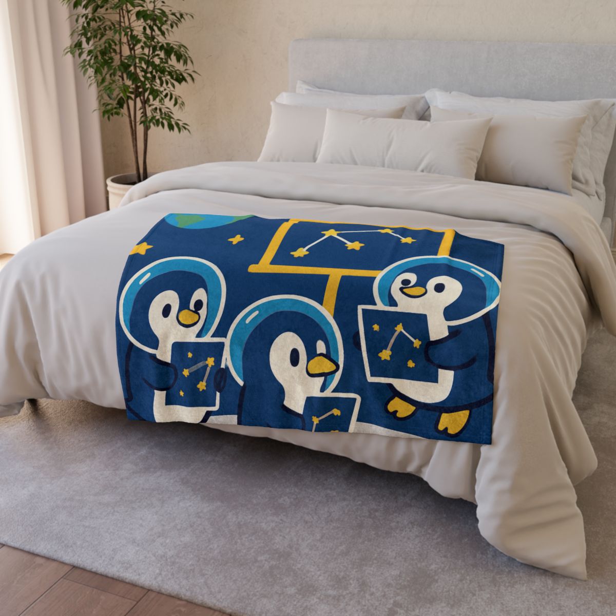 Space School For Curious Penguins unique gift blanketscustom blankets