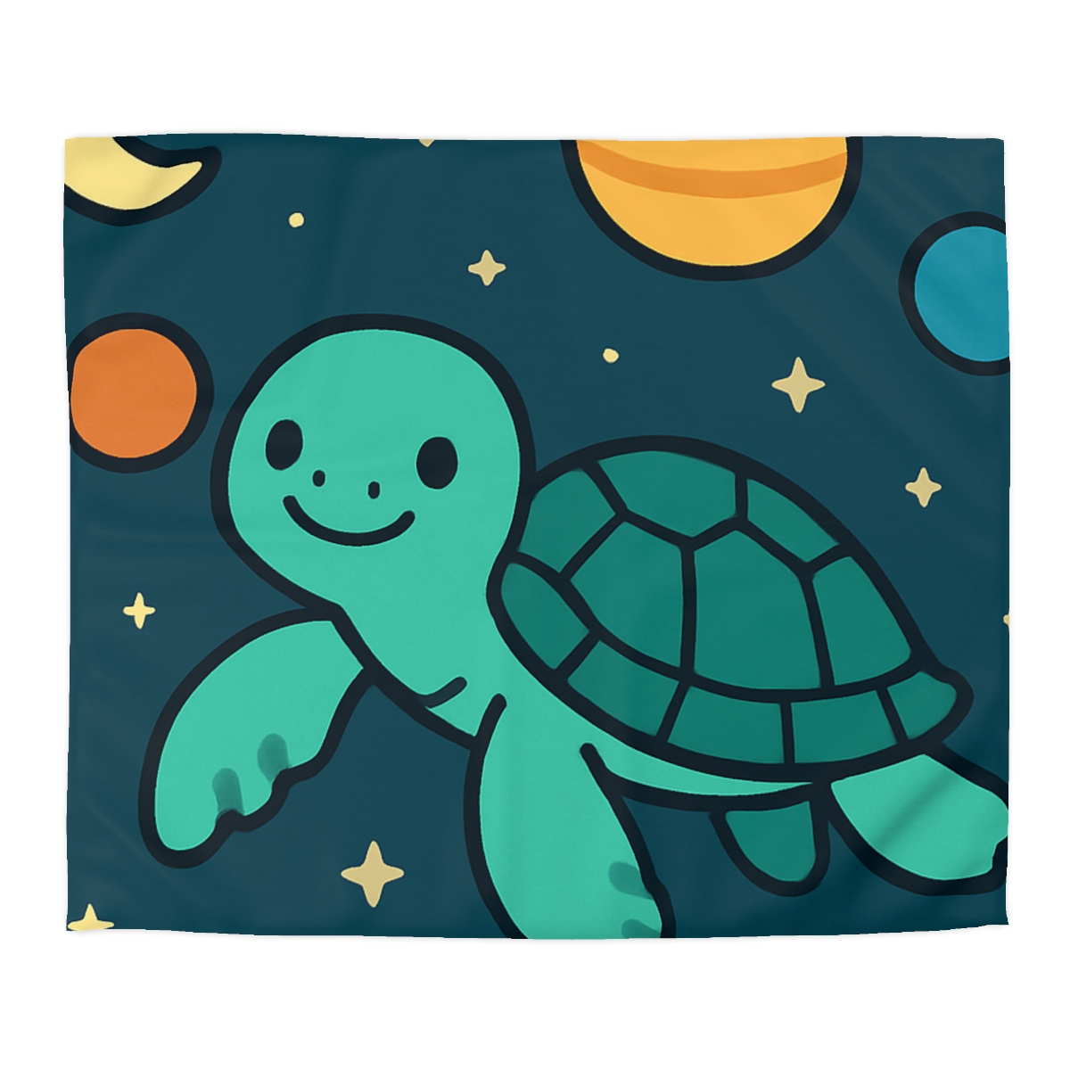 Starlit Space Turtle personalized bedding duvets