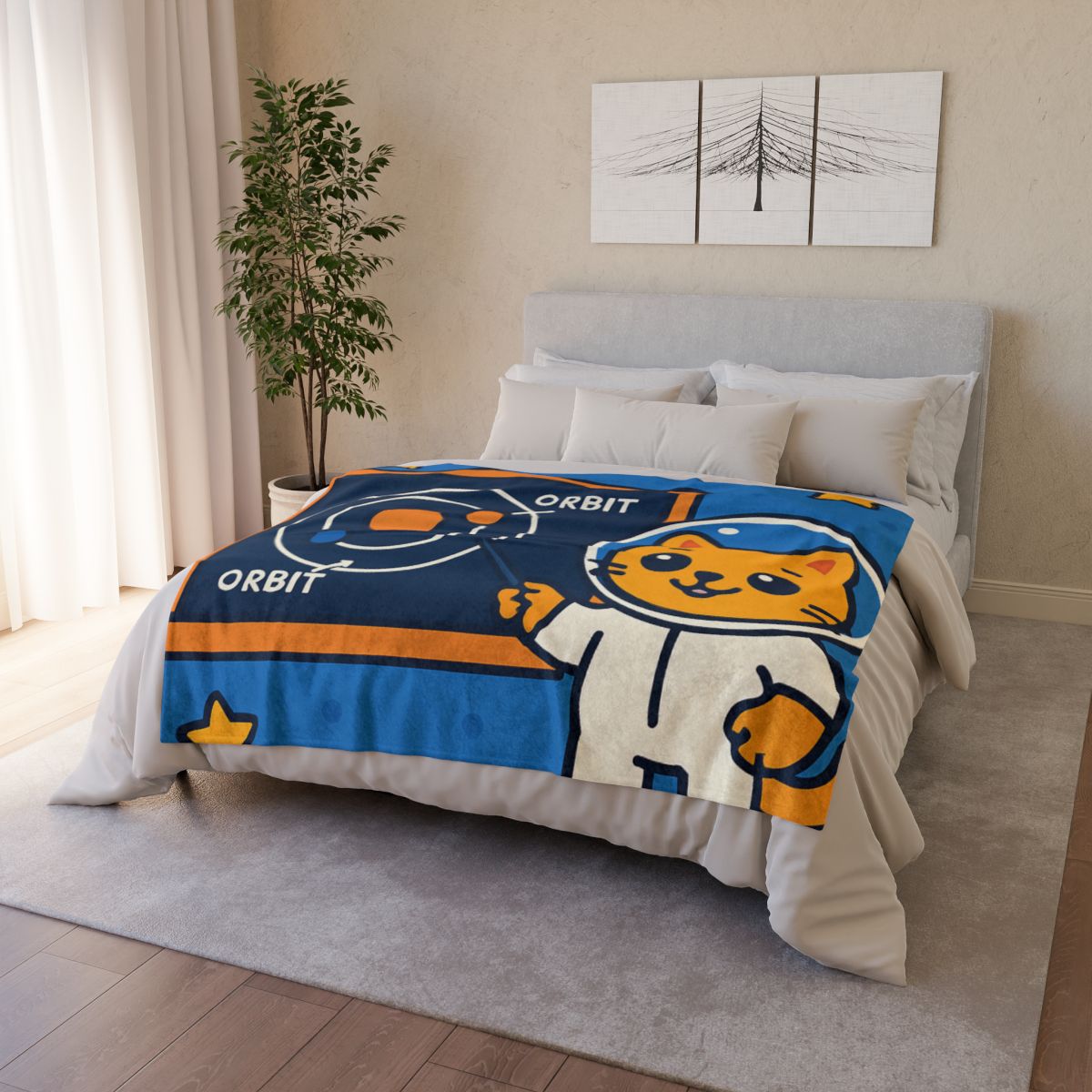 Comet Classroom Cat And The Orbit Chalkboard trendy patterned blankets