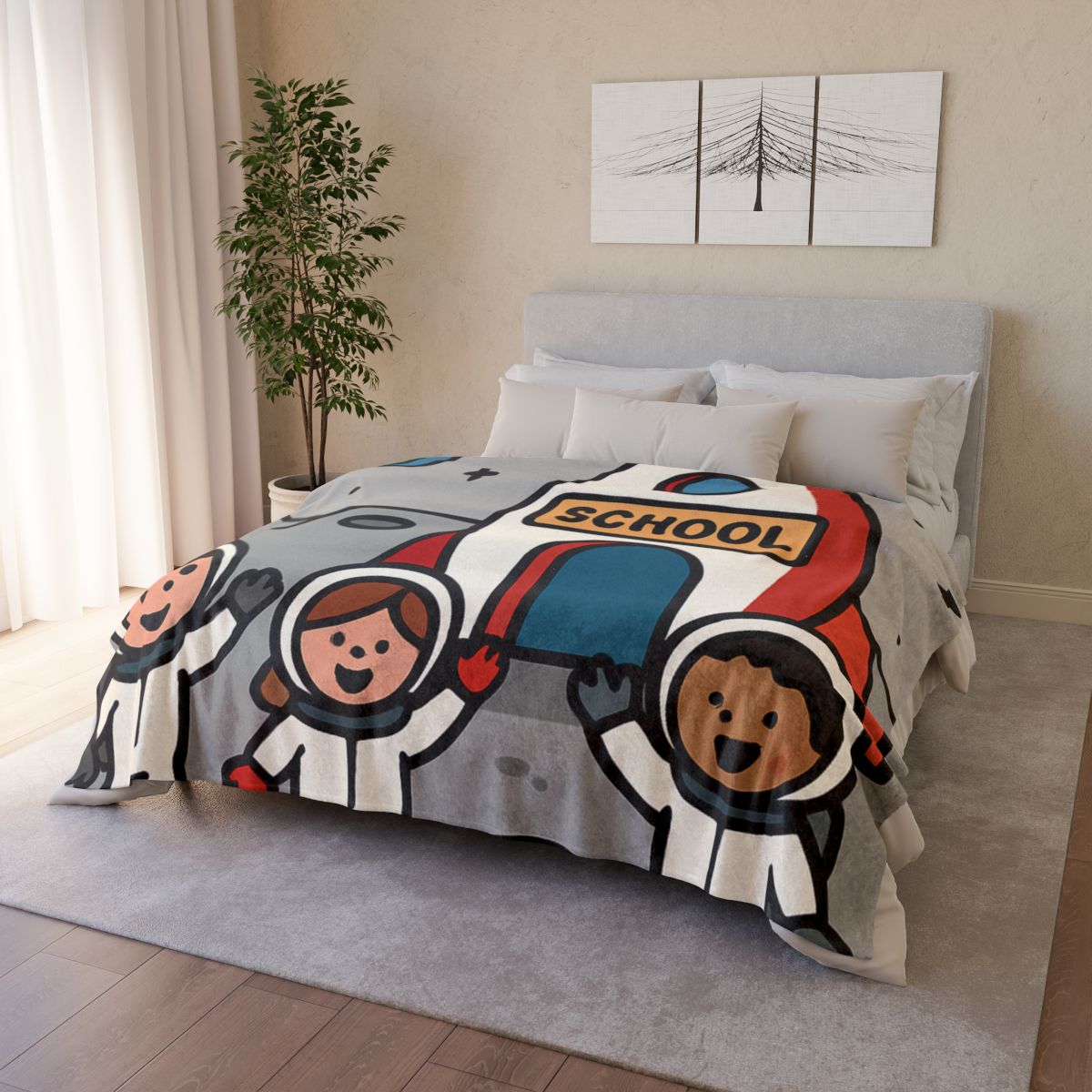 Rocket School On The Moon trendy patterned blankets