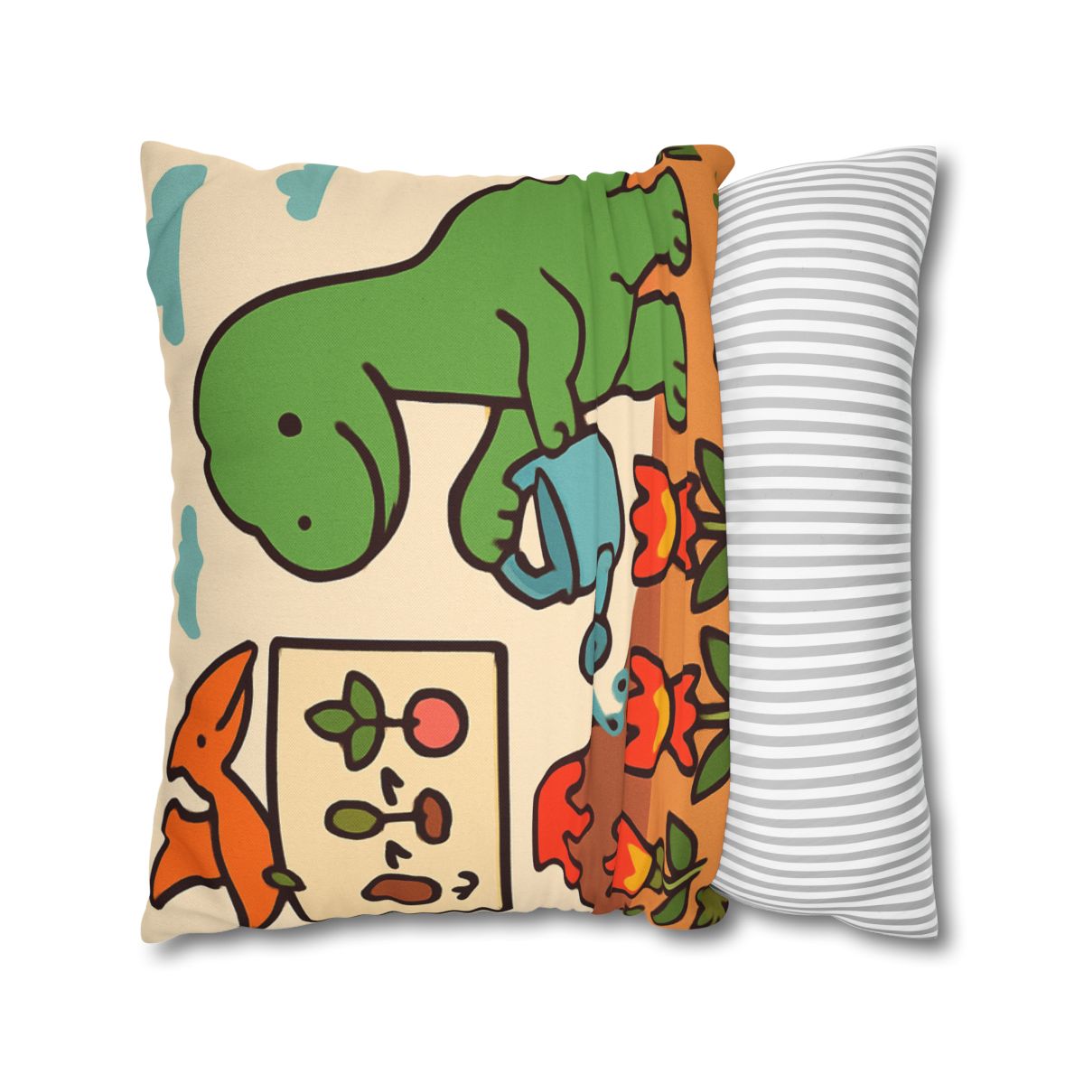 Volcano Garden Of Friendly Dinosaurs trendy patterned pillow cases