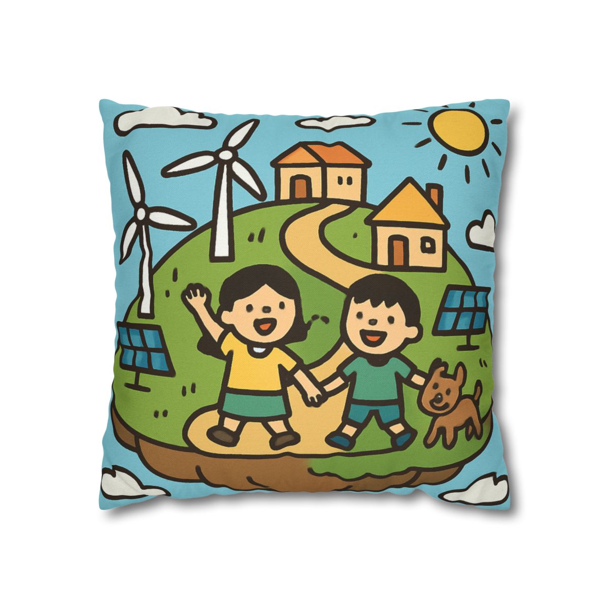 Floating Eco City Sky Island soft cotton pillow cases