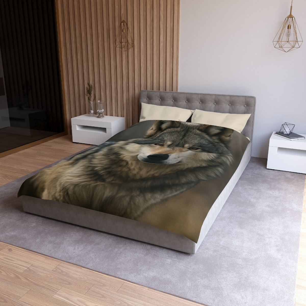 Ember Gaze Gray Wolf custom duvets