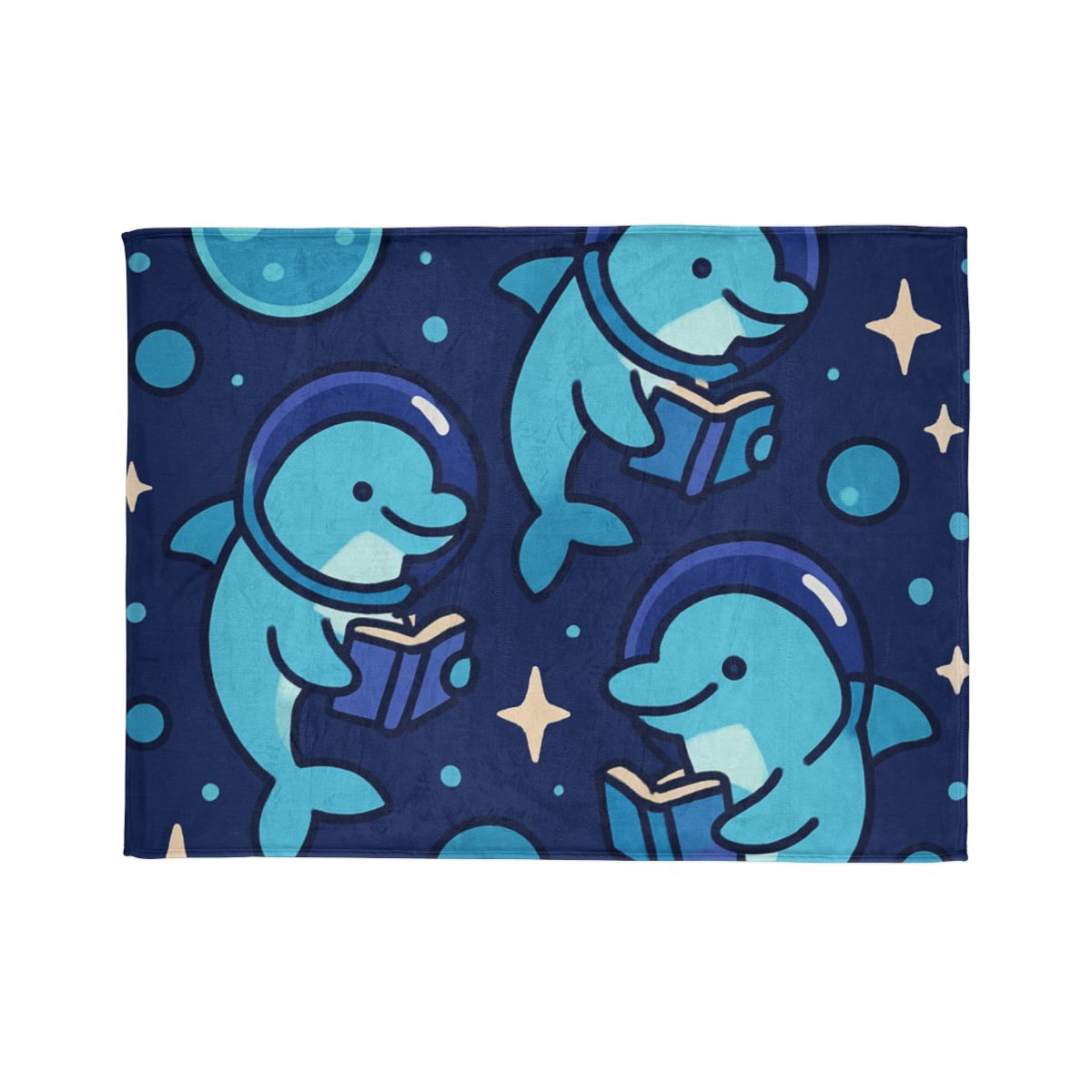 Space School Of Curious Dolphins soft fleece blankets