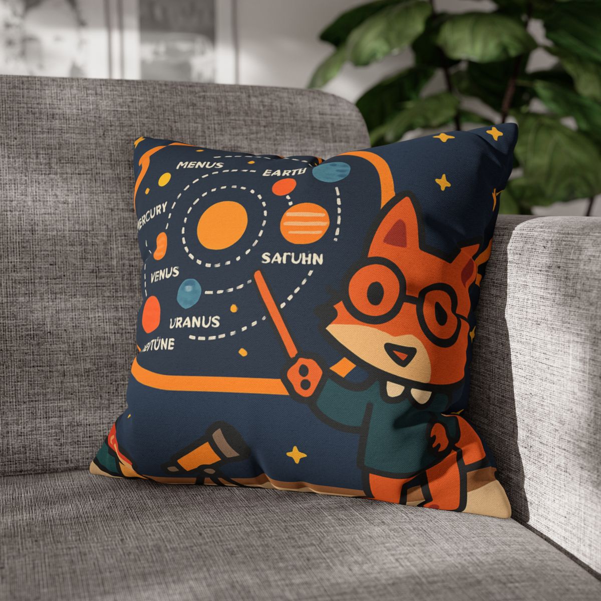 Comet Classroom With Star Map Fox trendy patterned pillow cases