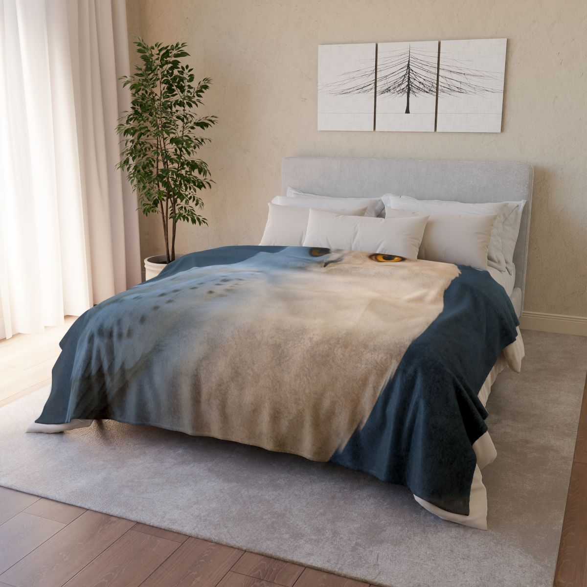 Twilight Watcher Snowy Owl soft fleece blankets