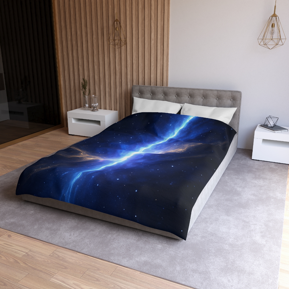 Luminous Horizon Rift designer printed duvets