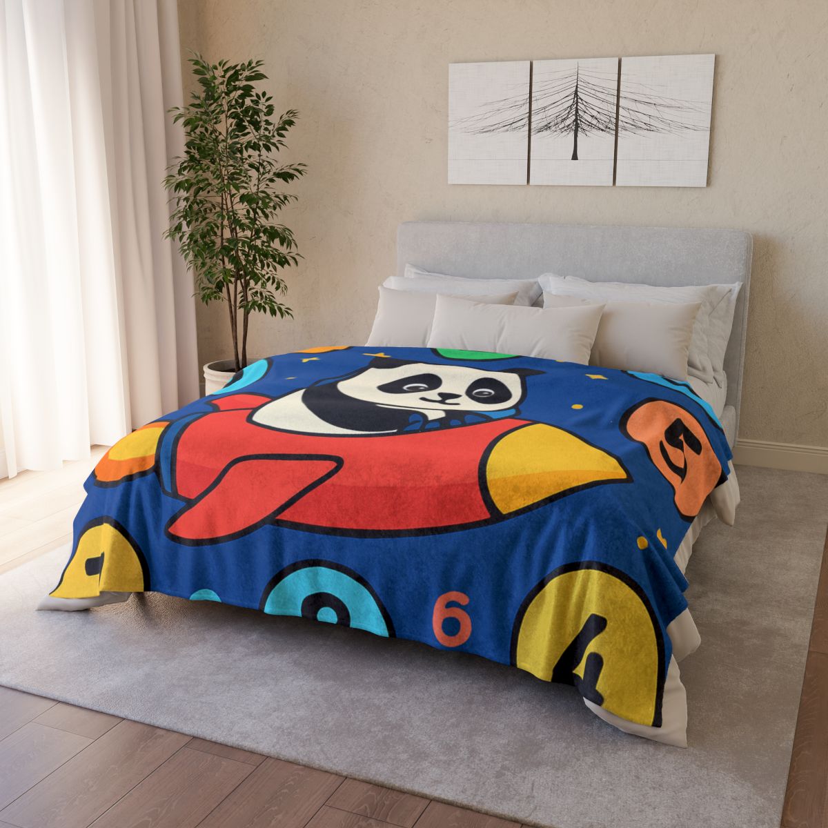 Rocket Panda And The Number Planets decorative home blankets