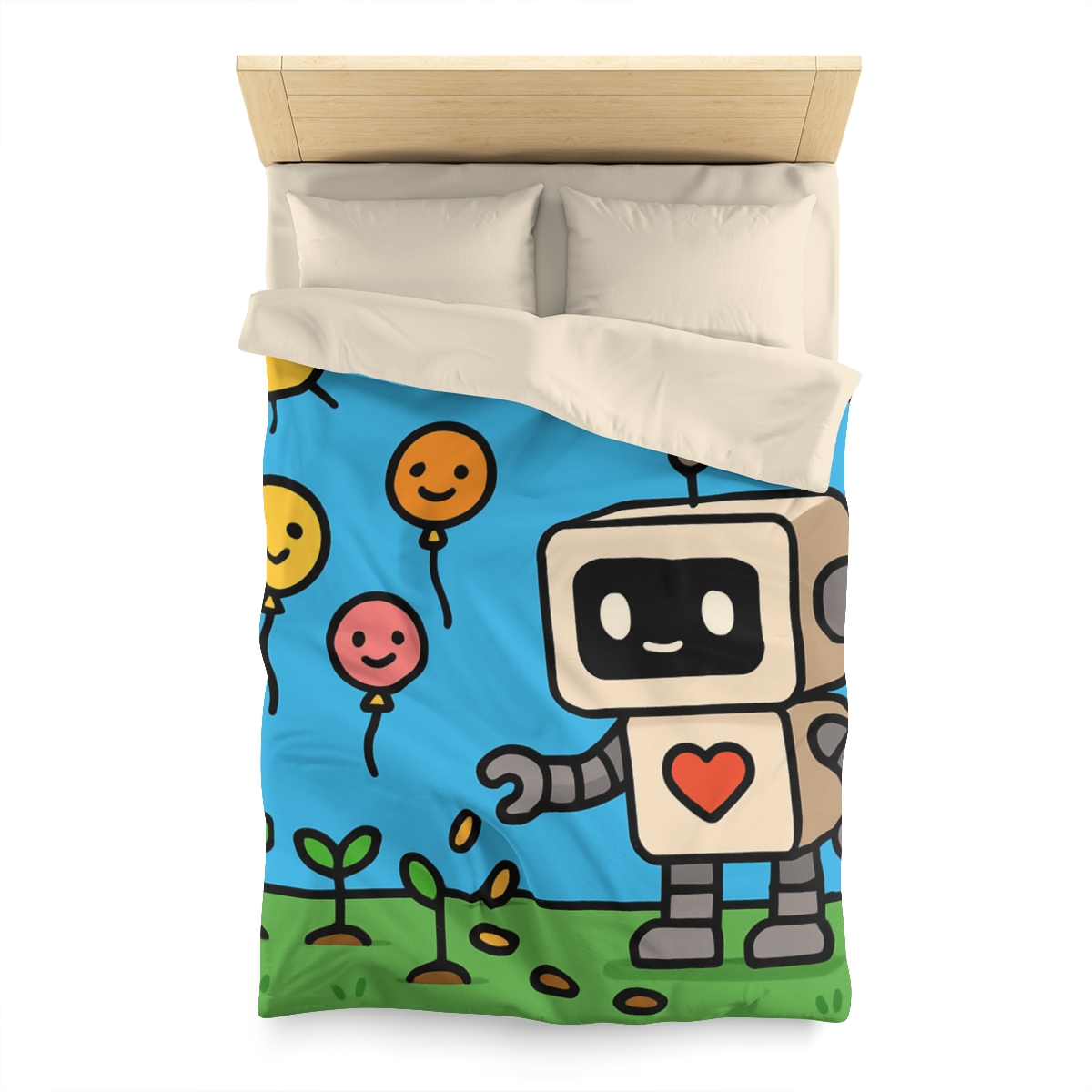 Robot Garden Of Flying Seeds designer printed duvets