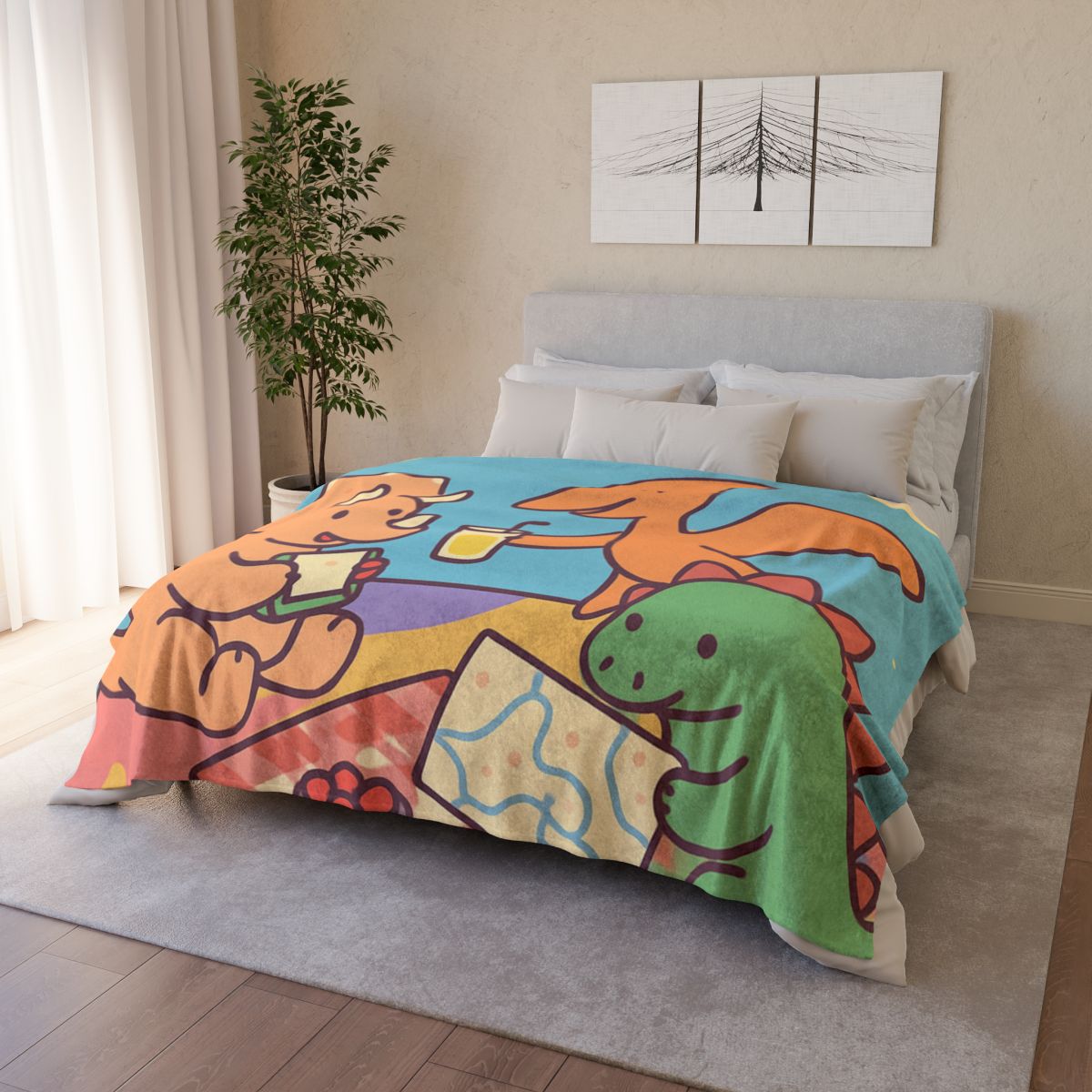 Planet Picnic With Dinosaurs unique gift blankets